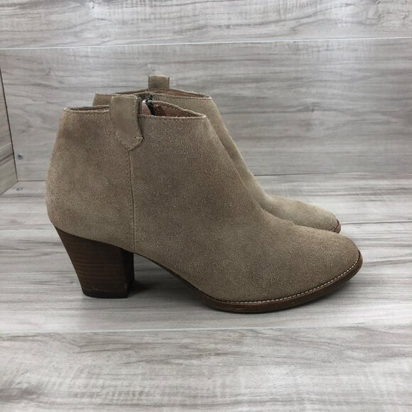 Madewell Booties Women's 9 The Billie Boot Tan Suede Zip Ankle Boot - Picture 1 of 10